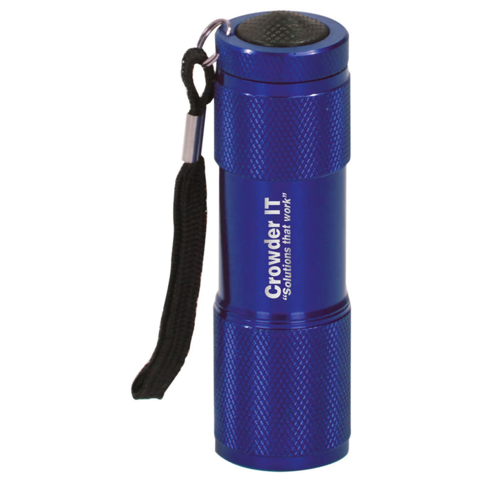 3.4" Blue 9-LED Flashlight with Strap