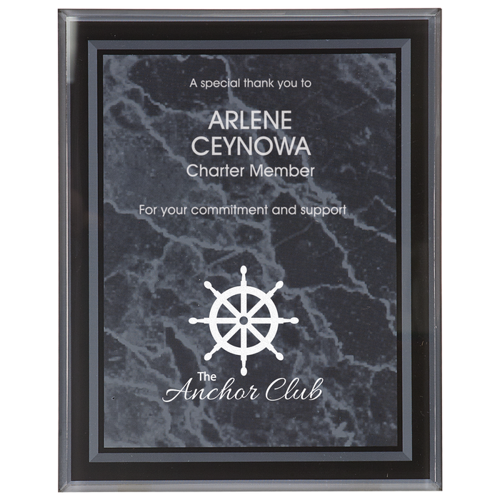 7" x 9" Black Marble Border Clear-Plaq Acrylic
