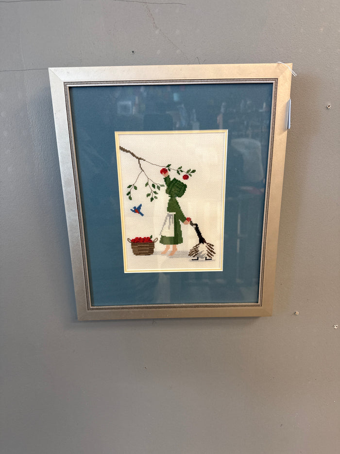 Amish Child Series Cross Stitch Silver Frame Art