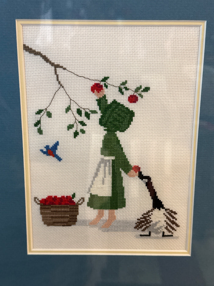 Amish Child Series Cross Stitch Silver Frame Art