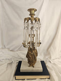 Antique - Brass, Marble, Crystal - Girandole/Candlestick Holder - 1890's - Victorian