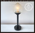 Antique glass table lamp with textured shade, black base, The Lamp Goods.