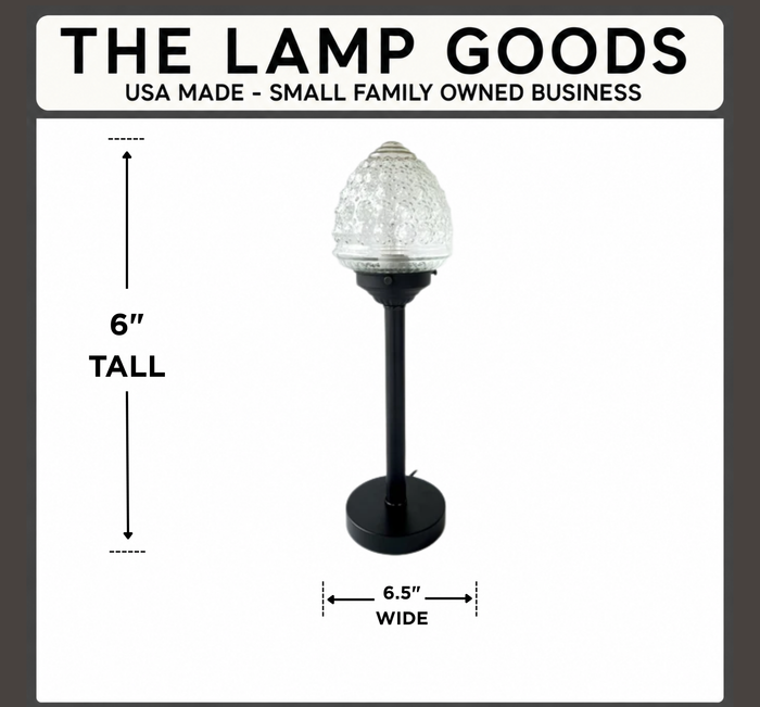 Antique Acorn Clear Glass Table Lamp - Tall - The Lamp Goods