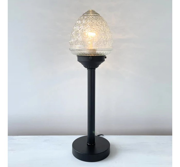 Antique Acorn Clear Glass Table Lamp - Tall - The Lamp Goods