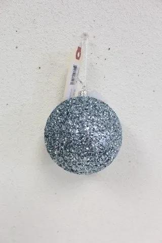 Supreme Glitter Ball Ornament Blue-Grey (Box of 6) 4" - Holiday Ornaments Merchandise