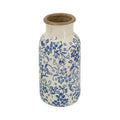A&B Blue-White Ceramic Floral Print Vase 5.7"D x 12.5"H - Vases Merchandise