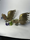 Brass Fighting Cock / Rooster Pair