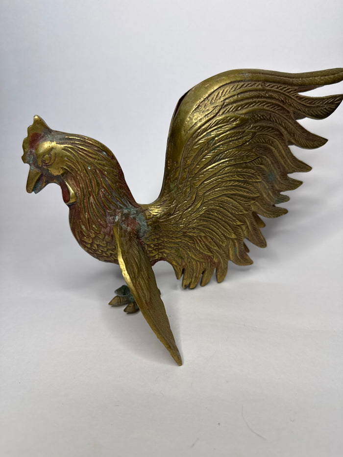 Brass Fighting Cock / Rooster Pair