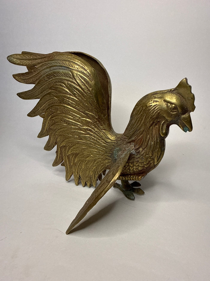 Brass Fighting Cock / Rooster Pair