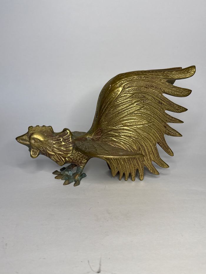Brass Fighting Cock / Rooster Pair