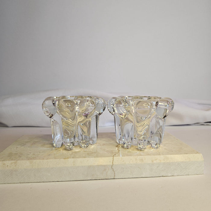 Brazil Clear Glass - Tapered Candle Holder - Mid Centery Modern - Set of 2 - Vintage