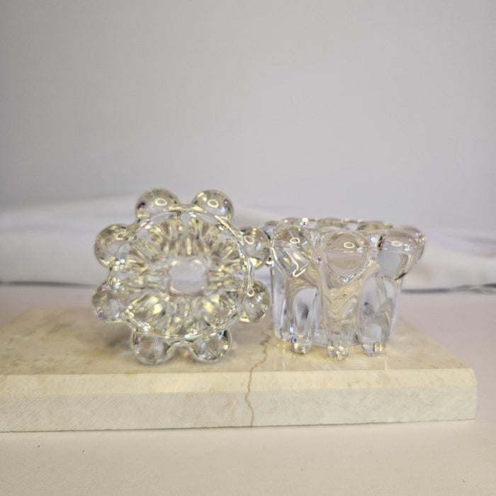 Brazil Clear Glass - Tapered Candle Holder - Mid Centery Modern - Set of 2 - Vintage