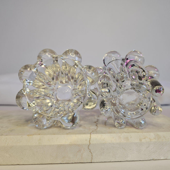 Brazil Clear Glass - Tapered Candle Holder - Mid Centery Modern - Set of 2 - Vintage
