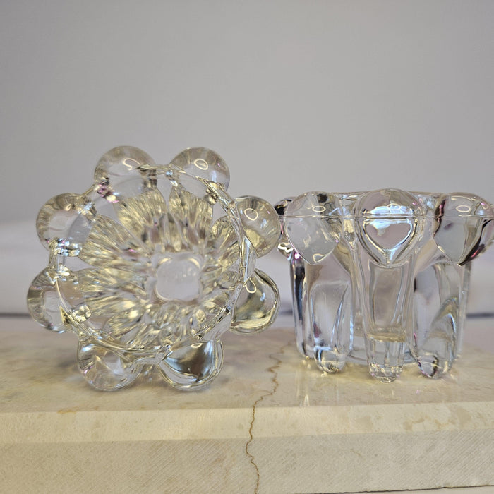 Brazil Clear Glass - Tapered Candle Holder - Mid Centery Modern - Set of 2 - Vintage