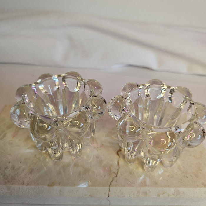 Brazil Clear Glass - Tapered Candle Holder - Mid Centery Modern - Set of 2 - Vintage