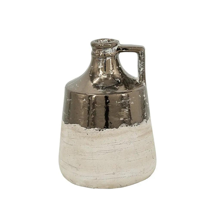 Bronze - Tan Terracotta Jug Vase 6"x 8.5" - Evergreen Home and Floral
