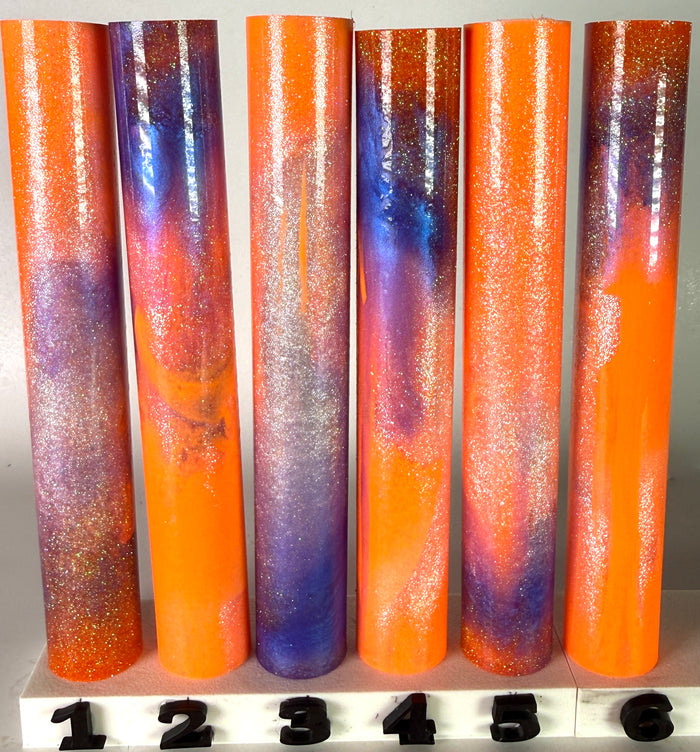 BShort-018: Bespoke Glitterstorm Horizon Orange Purple with Glitter Round Pen Blank Diamond Painting Pen Alumilite Resin Casting