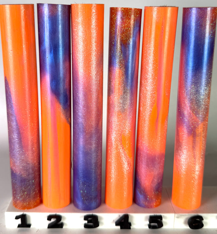 BShort-018: Bespoke Glitterstorm Horizon Orange Purple with Glitter Round Pen Blank Diamond Painting Pen Alumilite Resin Casting
