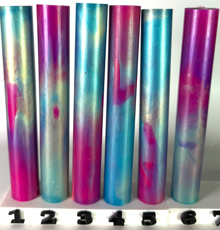 BShort-019: Bespoke Cotton Candy Aurora Pink Purple Blue Green Round Pen Blank Diamond Painting Pen Alumilite Resin Casting