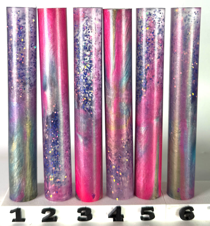 BShort-020: Sugarplum Cosmos Bespoke Pink Purple Blue Green with holographic Round Pen Blank Diamond Painting Pen Alumilite Resin Casting