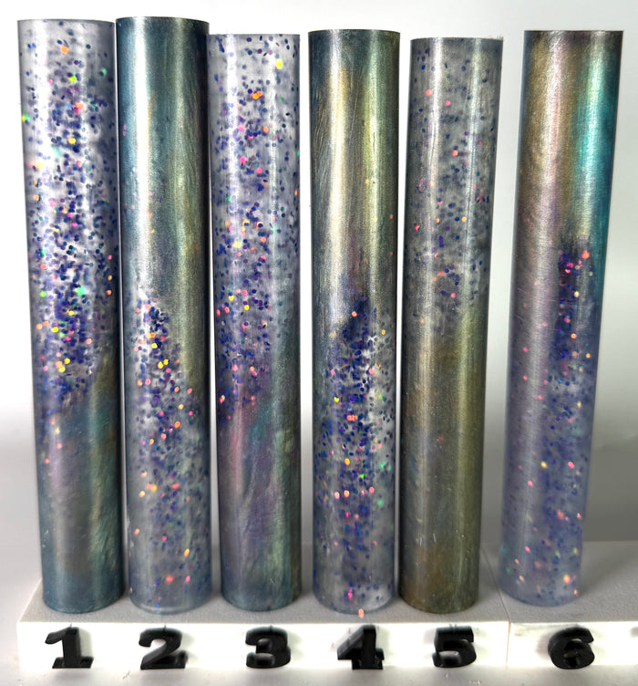 BShort-021: Lunar Prism Bespoke Purple Green Blue with Holographic Glitter Round Pen Blank Diamond Painting Pen Alumilite Resin Casting