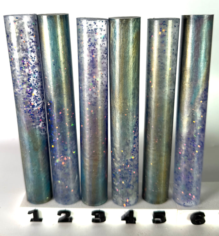 BShort-021: Lunar Prism Bespoke Purple Green Blue with Holographic Glitter Round Pen Blank Diamond Painting Pen Alumilite Resin Casting