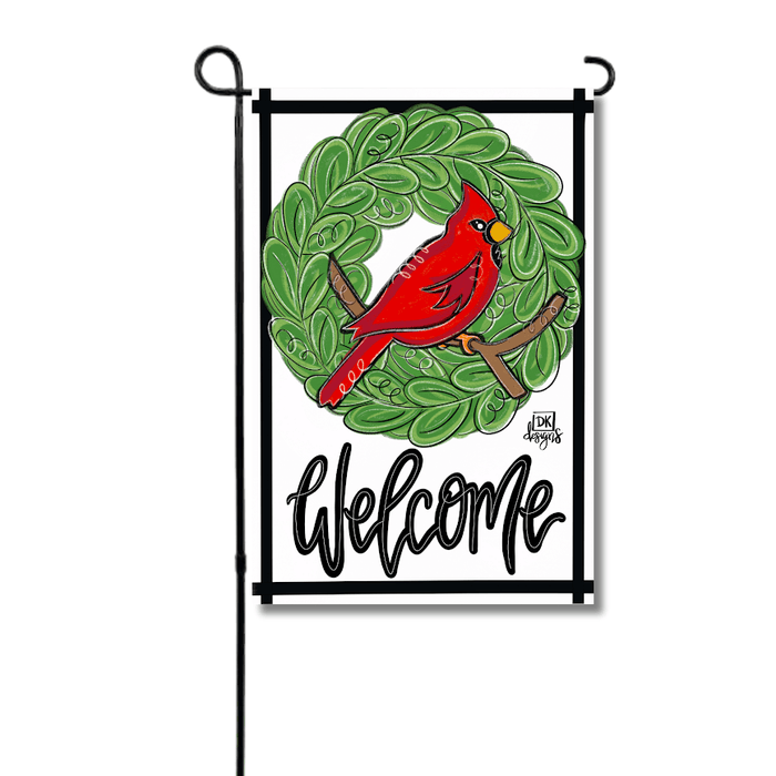 DK Designs Cardinal "Welcome" Garden Glam Flag - Decor Merchandise