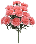 Golden Bell Carnation Bush Coral 18" - Artificial Flowering Plants Silk