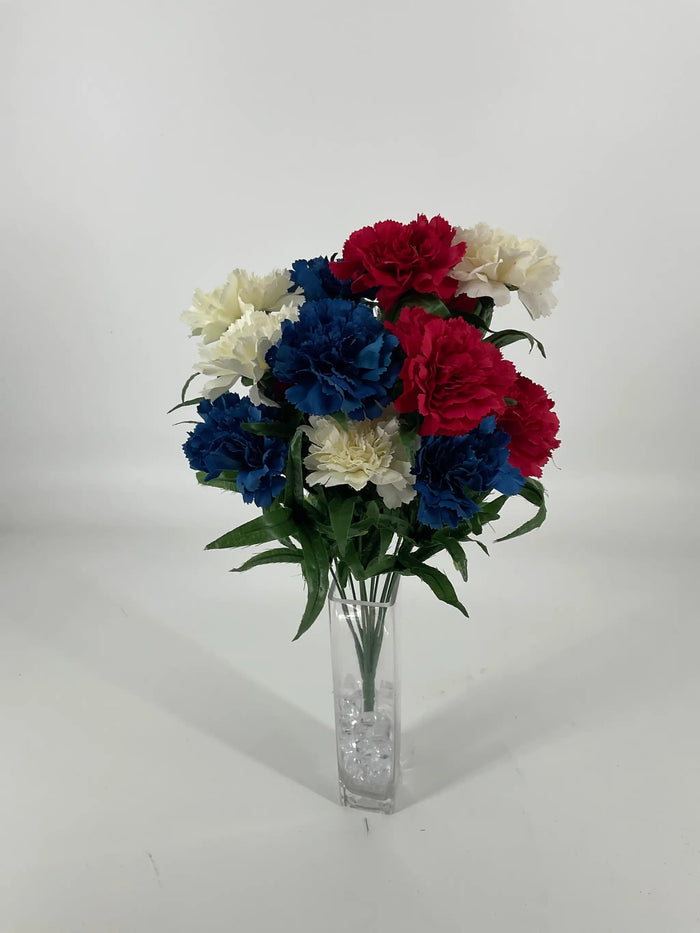 Golden Bell Carnation Bush Red/White/Blue 18" - Uncategorized Silk