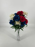 Golden Bell Carnation Bush Red/White/Blue 18" - Uncategorized Silk