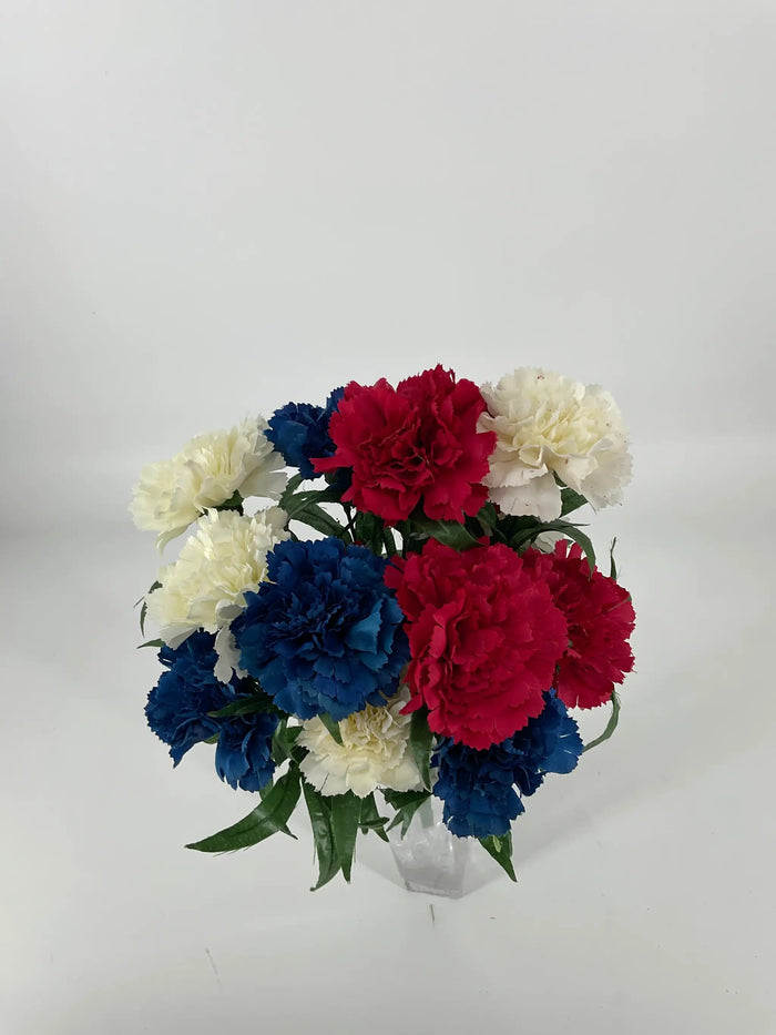 Golden Bell Carnation Bush Red/White/Blue 18" - Uncategorized Silk