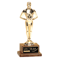 Cast Metal Gold Achiever Figure on a Solid Walnut Base
