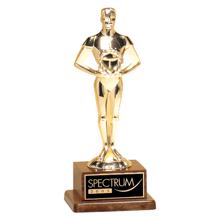 Cast Metal Gold Achiever Figure on a Solid Walnut Base