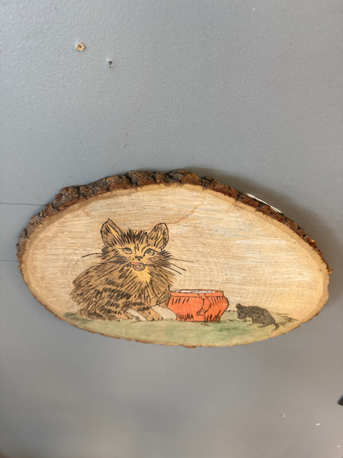 Cat and mouse Wood Engraved Art