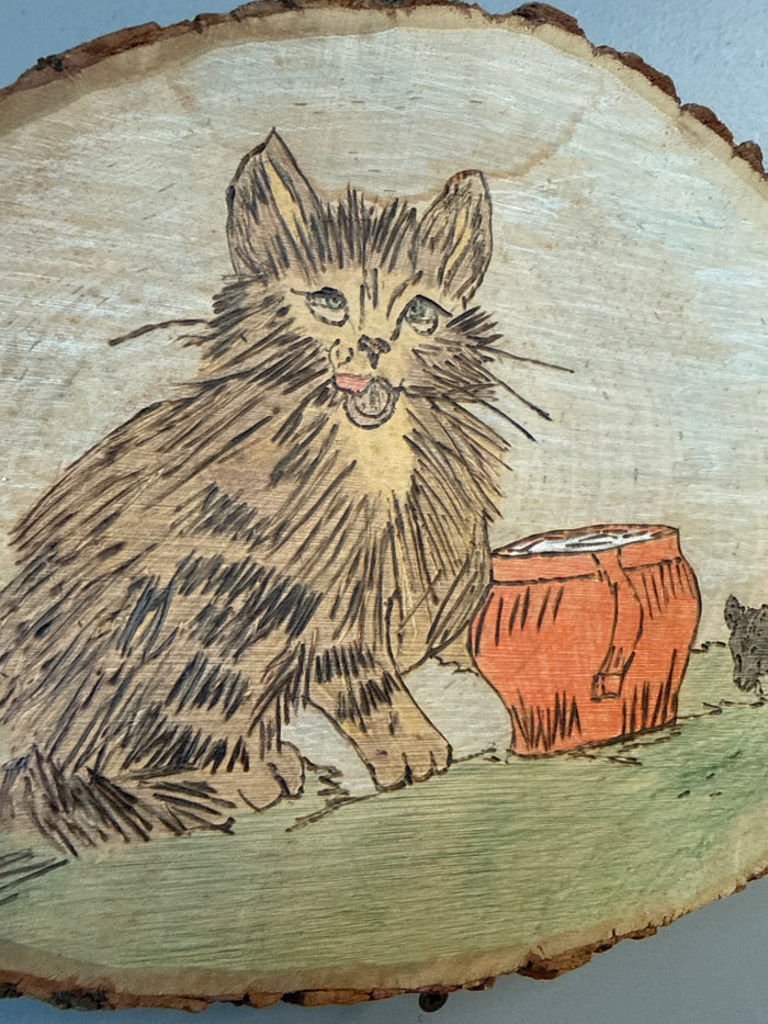 Cat and mouse Wood Engraved Art