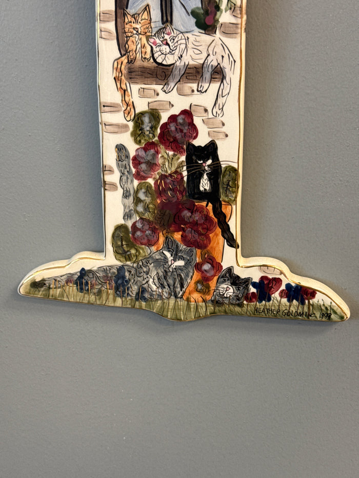 Collectible cat ceramic art clock