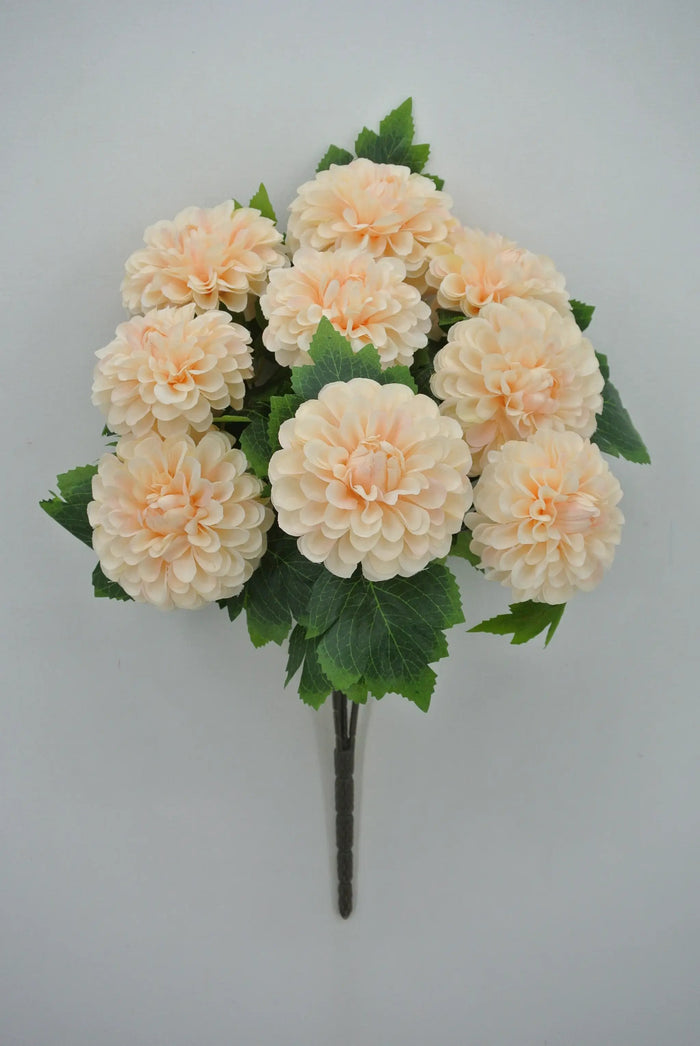 Golden Bell Dahlia Bush Peach 19" - Artificial Flowering Plants Silk