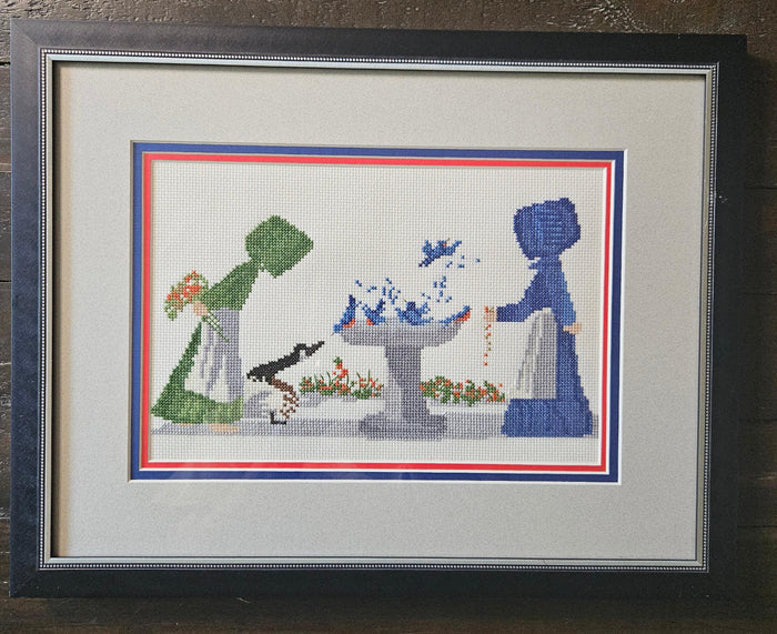Diane Graebner, Completed & Framed Cross stitch - Amish "Spring Cleaning" - Ready to Hang