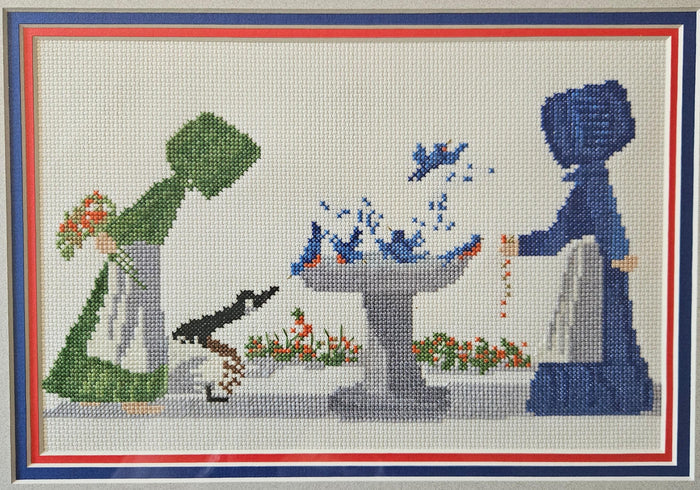 Diane Graebner, Completed & Framed Cross stitch - Amish "Spring Cleaning" - Ready to Hang