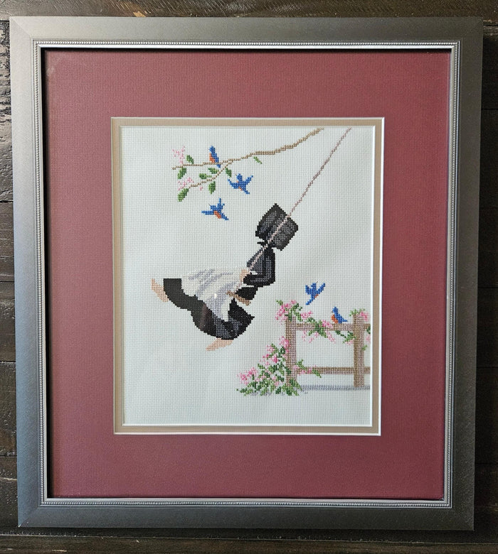 Diane Graebner, "Flying High" Framed cross-stitch - Ready to hang