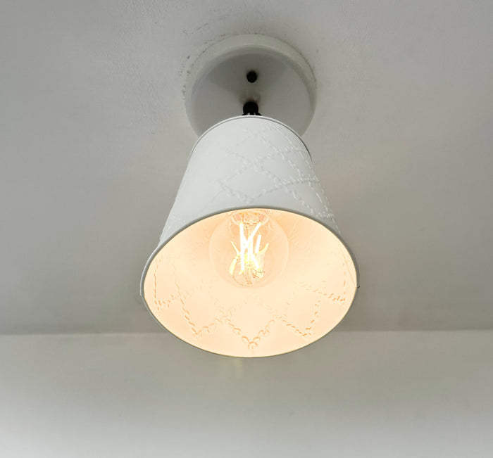Embossed White Tin Ceiling Light - The Lamp Goods