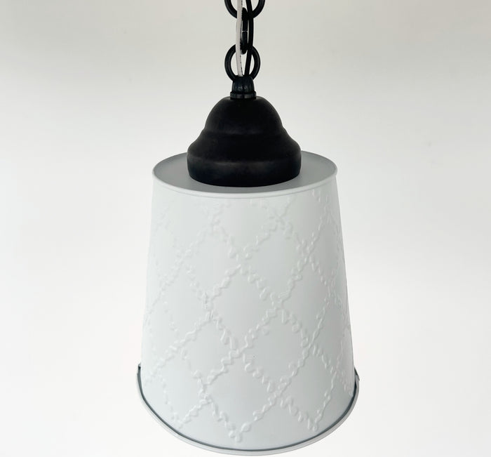 Embossed White Tin Ceiling Light - The Lamp Goods