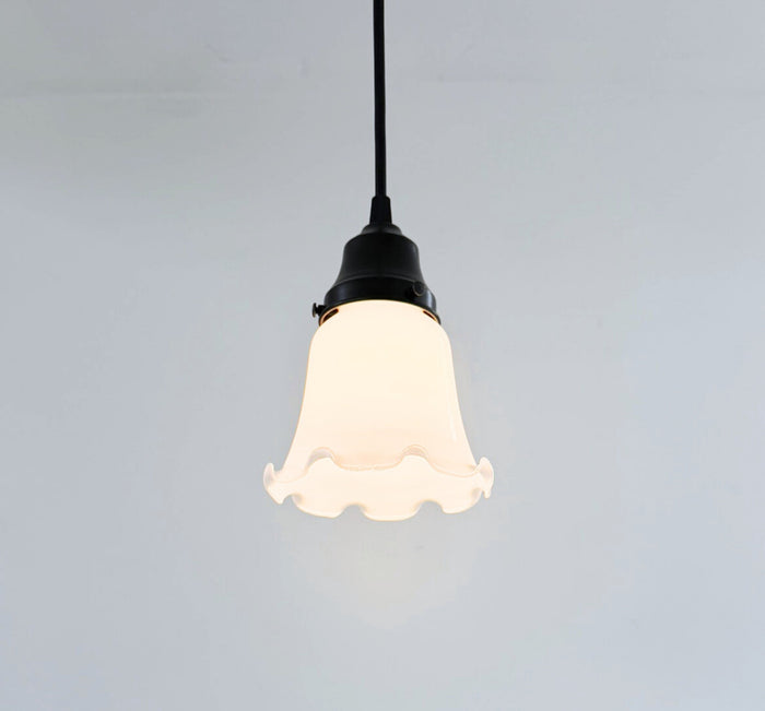 Farmhouse Milk Glass Ruffle Pendant Light | 5" Width - The Lamp Goods