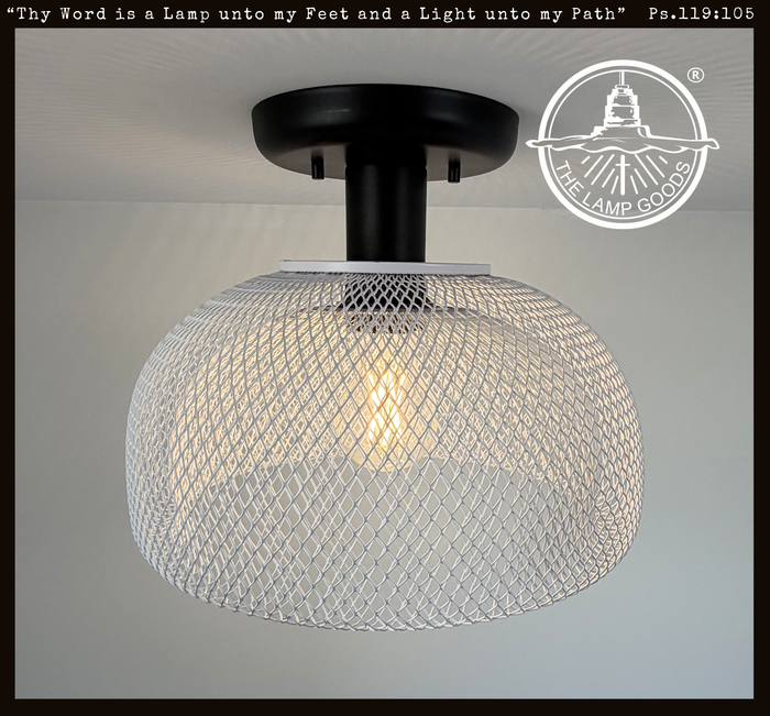 Farmhouse White Mesh Ceiling Light - The Lamp Goods