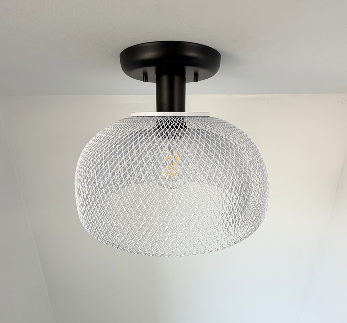 Farmhouse White Mesh Ceiling Light - The Lamp Goods
