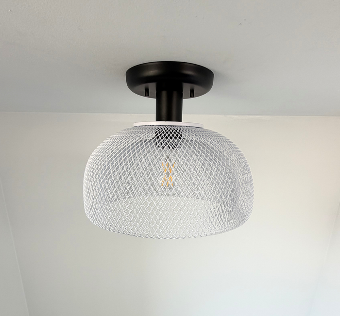 Farmhouse White Mesh Ceiling Light - The Lamp Goods