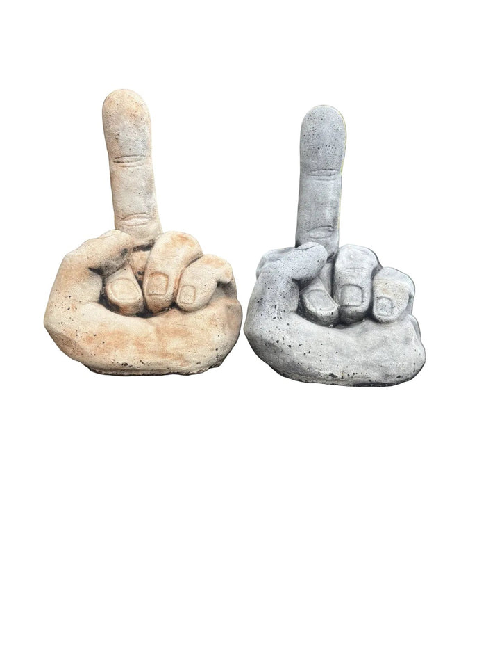 22nice4me Garden Statues hand-painted concrete finger up ornaments in beige and grey for indoor or outdoor decor