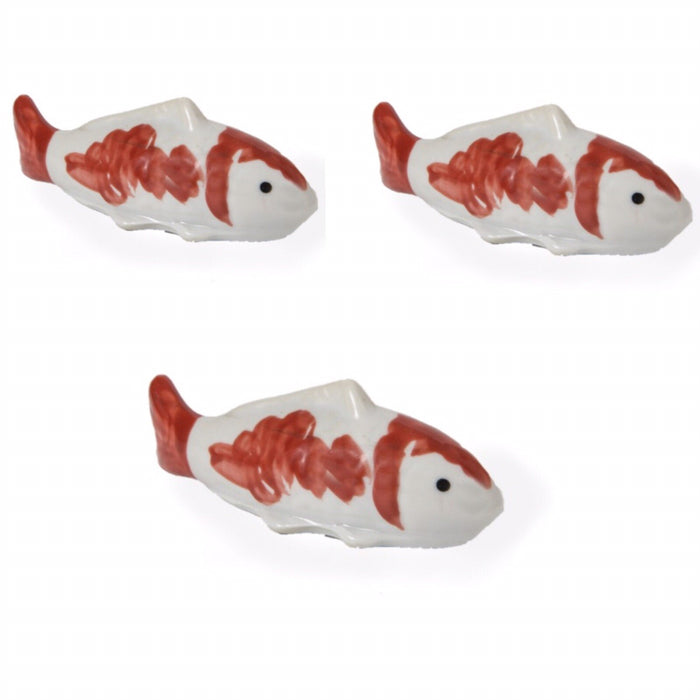 Floating Porcelain Koi Fish Pond Aquarium Garden Ornament Red White Set of 3