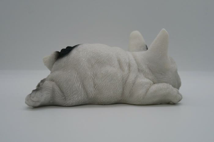 French Bulldog Statue Lay Dog Memorial Ornament Frenchie Home Decor Black White