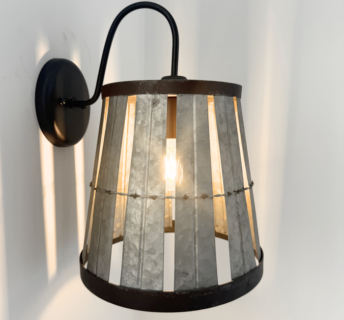 Galvanized Open Weave Wall Sconce
